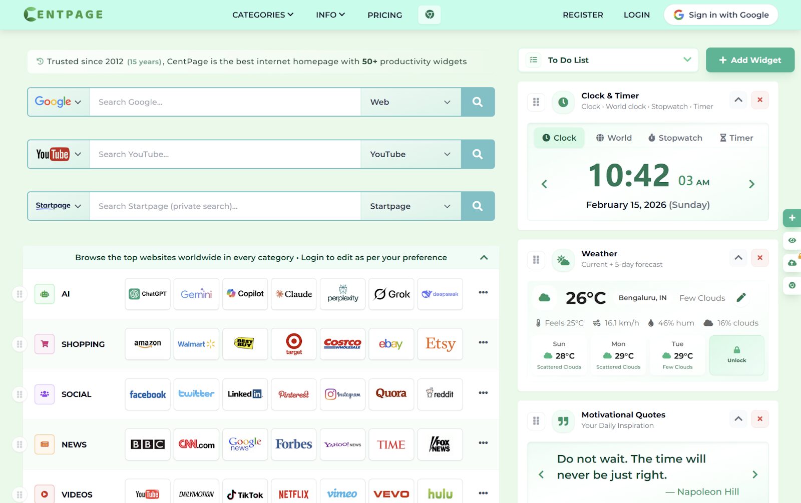 Digital Productivity Dashboard